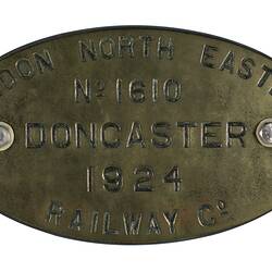 Locomotive Builders Plate - London & North Eastern Railway Co., Doncaster, 1924