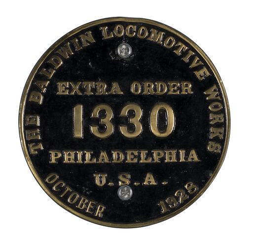 Locomotive Builders Plate - Baldwin Locomotive Works, Philadelphia, USA, 1928