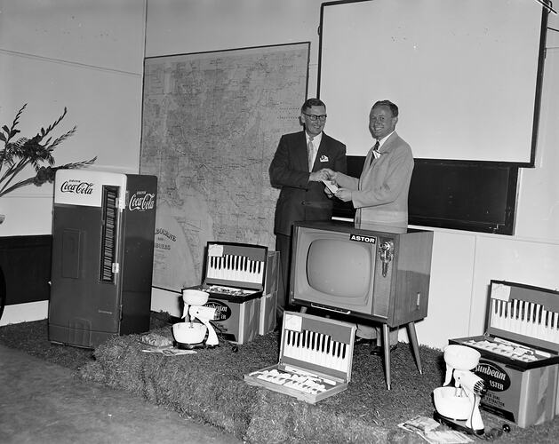 Two Men with Electrical Appliances, East Brunswick, Victoria, Dec 1958