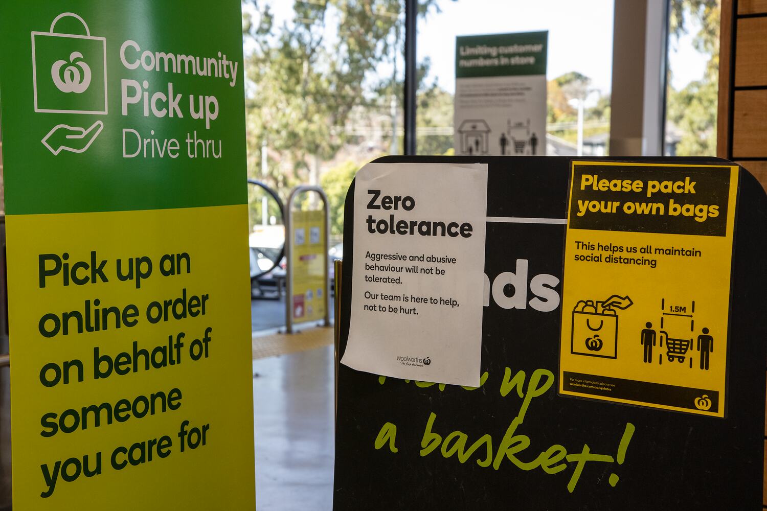 Digital Photograph Covid 19 Public Health Signage At Woolworths Blackburn South 18 May