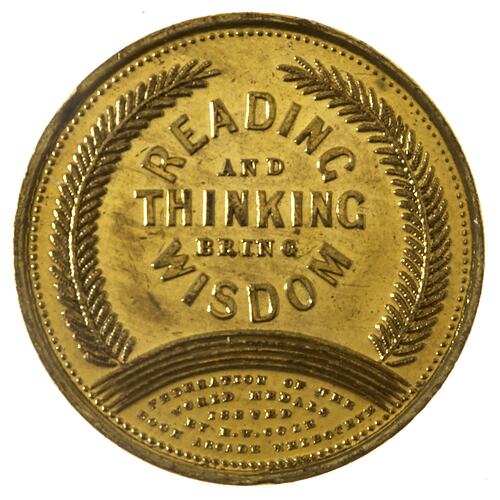 Medal - Coles Book Arcade Federation of the World, Reading & Thinking, c. 1885 AD