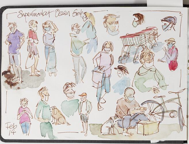 Sketch Of Shopping Activity During COVID-19, Ocean Grove, 14 Feb 2021