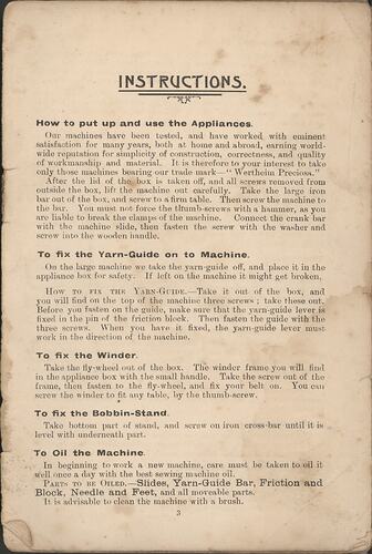 Instruction booklet for the Preciosa machine