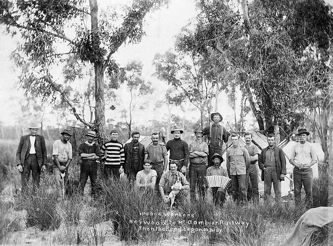 Piece workers, Heywood-Mt Gambier line, Heywood, circa 1915.