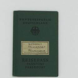 Passport - German, Ferdinand (Fredric) Tolksdorf, circa 1969