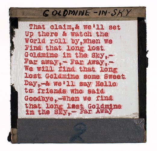 Lantern Slide - 'Goldmine in the Sky'