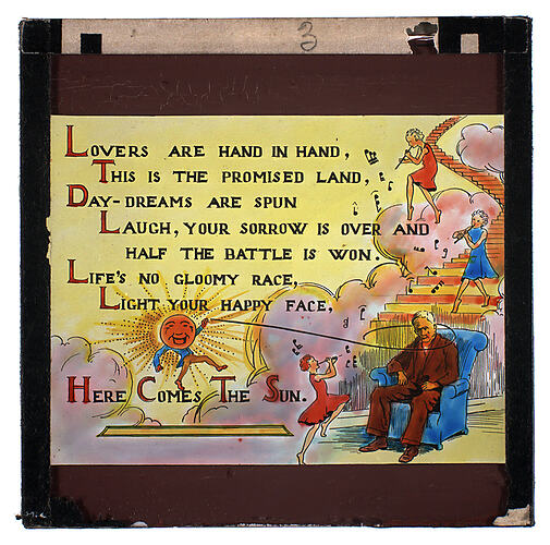 Lantern Slide - Universal Opportunity League, 'Here Comes the Sun'