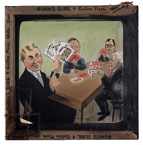 Lantern Slide - Universal Opportunity League, Men Playing Cards