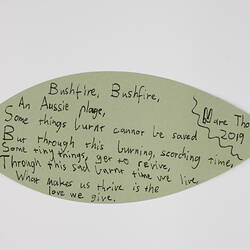 Paper Leaf - 'Bushfire, Bushfire', From the Heart: Remembering the 2009 Victorian Bushfires Exhibition, 2019