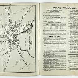 Printed double page of booklet,  in black and white with black and white photographs and illustrations.