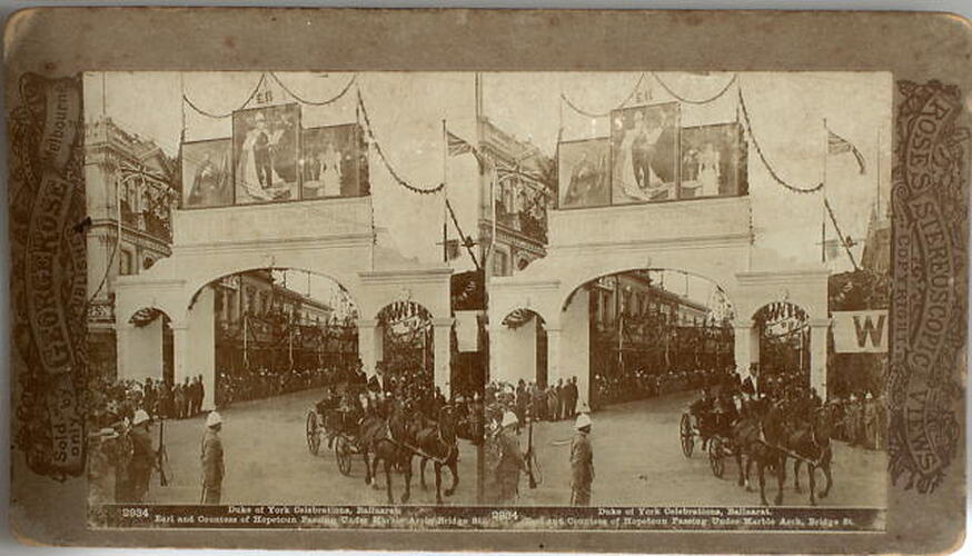 Stereograph - Earl & Countess of Hopetoun, Ballarat, Federation Celebrations, 1901