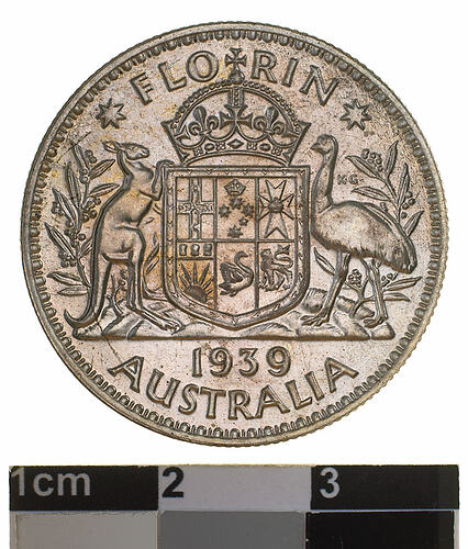 Proof Coin - Florin (2 Shillings), Australia, 1939, photographed by Museums Victoria