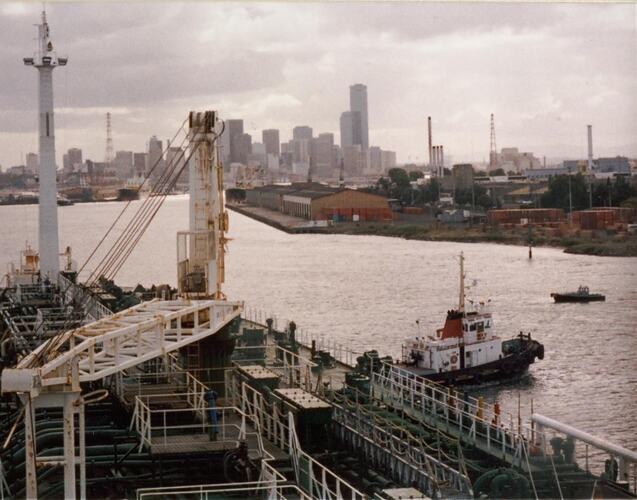 Digital Photograph - View of Melbourne from Bridge of Shell Product Tanker 'Conis', Holden Dock, 1987
