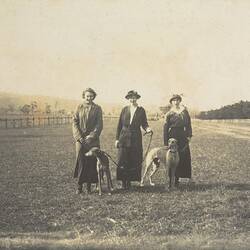 Digital Photograph - Women Walking 'Kangaroo Dogs', Woodside, St Margaret Island, circa 1910