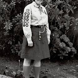 Digital Photograph - Girl Dressed in Guide's Uniform having received Baden Powell Emblem, Glen Waverley, 1978