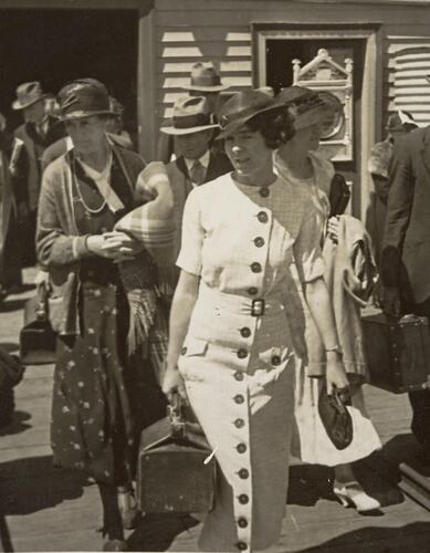 Digital Photograph - Two Women at Train Station, Melbourne, late 1930s