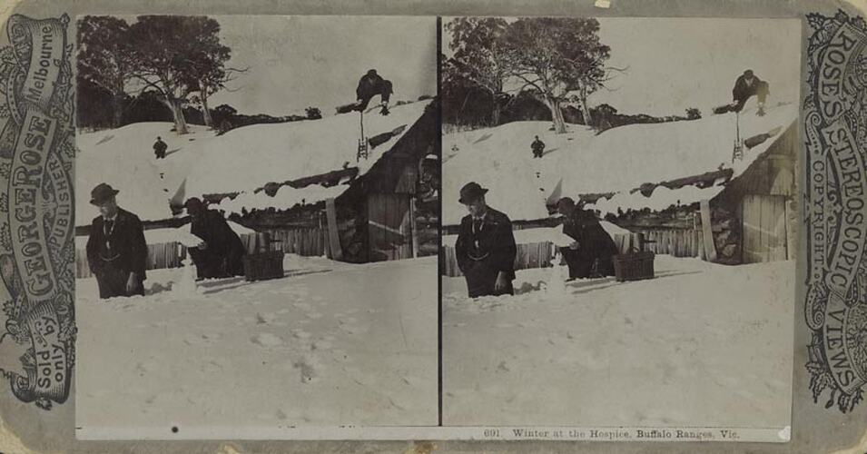 Digital Photograph - Rose's Stereographic Views, Winter at The Hospice, Buffalo Ranges, circa 1900