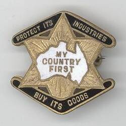 Badge - 'My Country First', 1930s