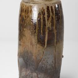 Vase with brown and gold detail.