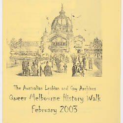 Leaflet - 'The Australian Lesbian and Gay Archives', Queer Melbourne History Walk, February 2003