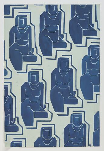 Artwork - Design for Textiles, Female Forms, Blue, circa 1950s