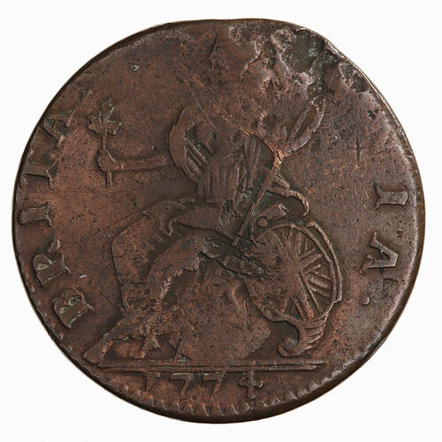 Imitation Coin - Halfpenny, George III, Great Britain, 1774 (Reverse)