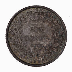 Coin - Sixpence, Queen Victoria, Great Britain, 1851 (Reverse)