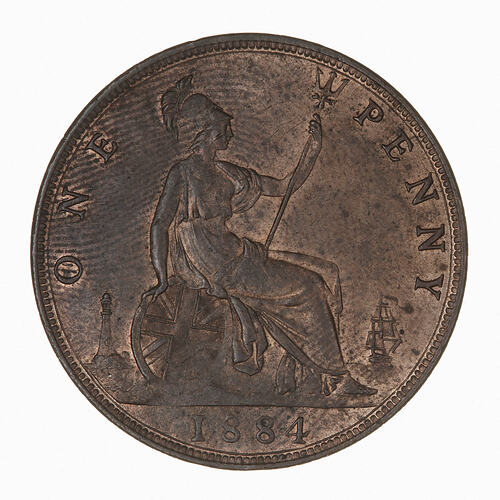Coin - Penny, Queen Victoria, Great Britain, 1884 (Reverse)