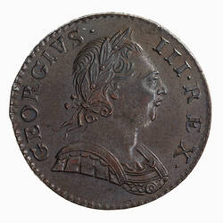 Coin - Halfpenny, George III, Great Britain, 1775 (Obverse)