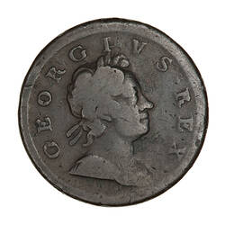 Coin - Halfpenny, George I, Great Britain, 1717 (Obverse)
