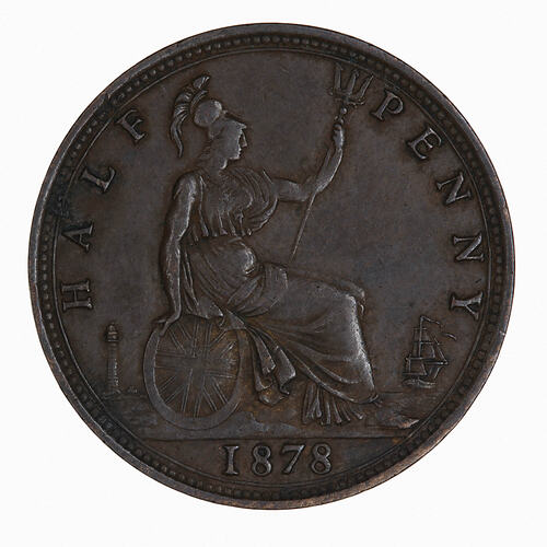 Coin - Halfpenny, Queen Victoria, Great Britain, 1878 (Reverse)