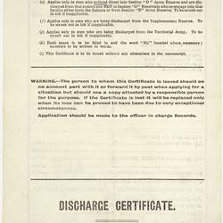 Certificate - Discharge, Archibald Gordon Maclaurin, 13 July 1928