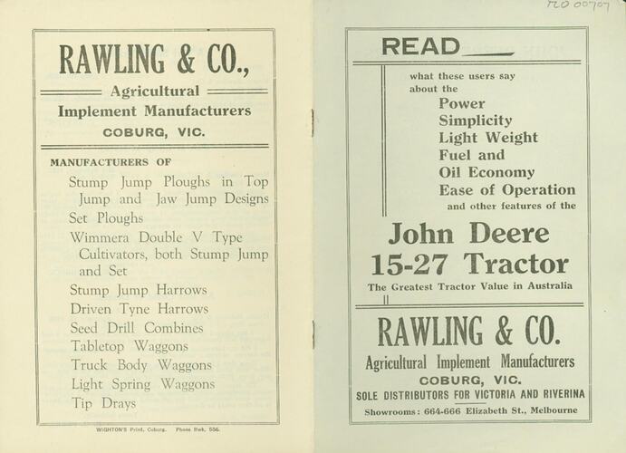 Rawlings & Co, John Deere Tractors