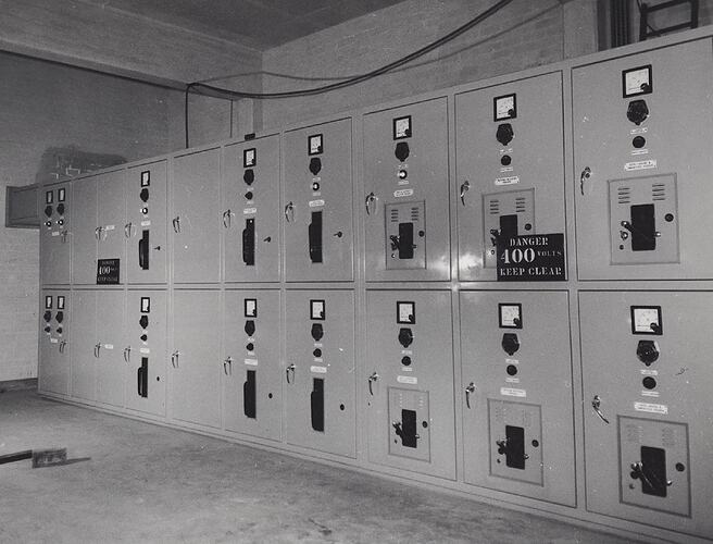 Photograph - Kodak Australasia Pty Ltd, Main Electrical Distribution Board in Electricity Sub-Station #2, Kodak Factory, Coburg, 1958