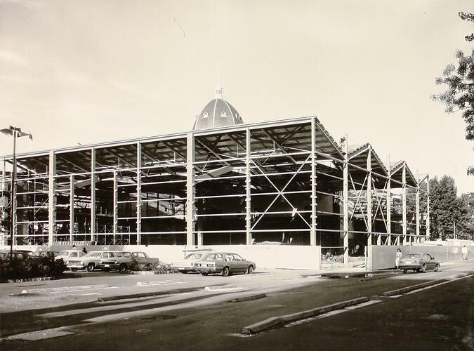 Photograph - Construction of Centennial Hall from Gate 4 Nicholson Street, Exhibition Building, Melbourne, 1980