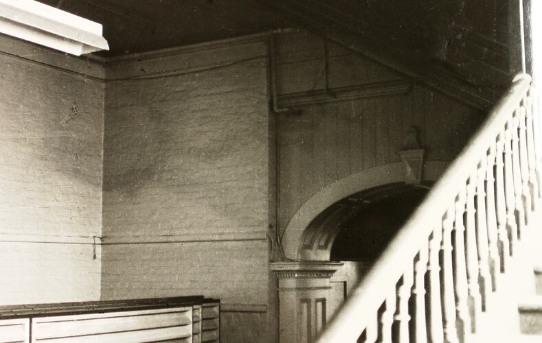 Photograph - Stairwell, north-east minaret, Great Hall, Exhibition Building, Melbourne, 1971.