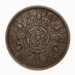 Coin - Florin (2 Shillings), Elizabeth II, Great Britain, 1954 (Reverse)