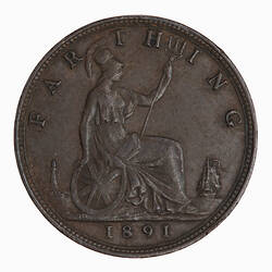 Coin - Farthing, Queen Victoria, Great Britain, 1891 (Reverse)