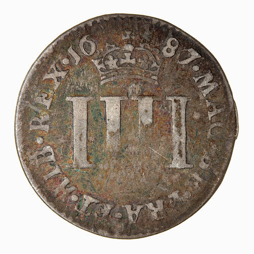 Coin - Groat, James II, Great Britain, 1687 (Reverse)