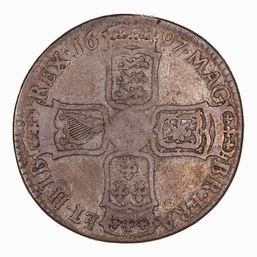 Coin - Halfcrown, William III, Great Britain, 1697 (Reverse)
