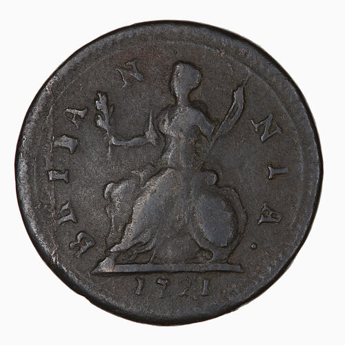 Coin - Farthing, George I, Great Britain, 1721 (Reverse)