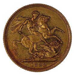 Coin - Sovereign, George IV, Great Britain, 1822 (Reverse)