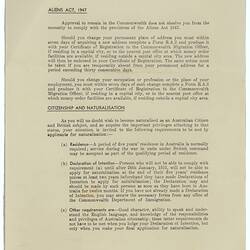 Certificate - Authority to Remain in Australia, Issued to Barbara Condurateanu, 17 Jun 1952