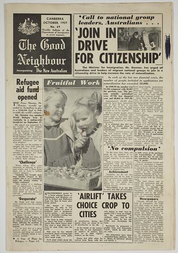 Newsletter - The Good Neighbour, Department of Immigration, No 69, Oct 1959