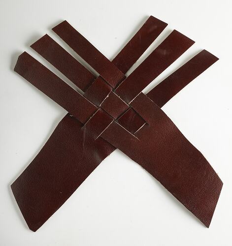 Leatherworking Sample - Brown Leather, Woven, 1930s-1970s
