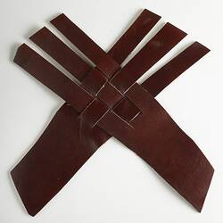 Leatherworking Sample - Brown Leather, Woven, 1930s-1970s