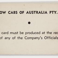 Business Card - Michael Attardi, Taxi Driver, 30 Jan 1961