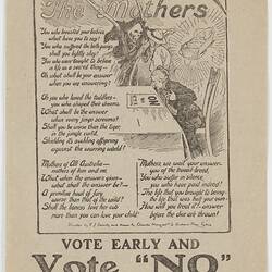 Vote 'No' leaflet with poem and illustration of grim reaper