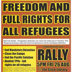 Poster - Freedom and Full Rights for all Refugees, Refugee Action Collective, Aug 2005