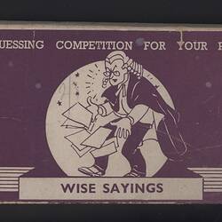 Game - 'Wise Sayings', Guessing Competition for Parties, New Sunny South Series no.1, circa 1940s
